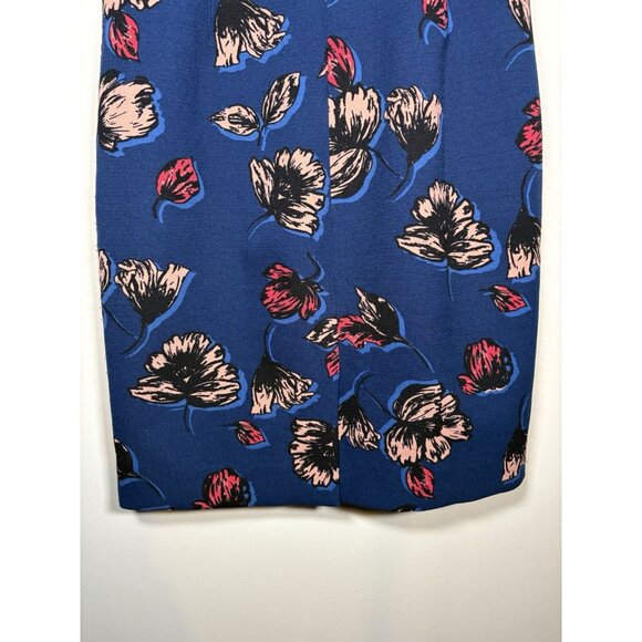 J CREW Floral Blue Short Sleeve A-Line Shift Dress Quiet Luxury Preppy Size 8 - Picture 5 of 7
